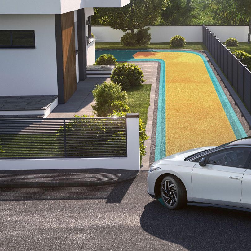 Grafik zeigt den VW Park Assist Plus im VW ID.7