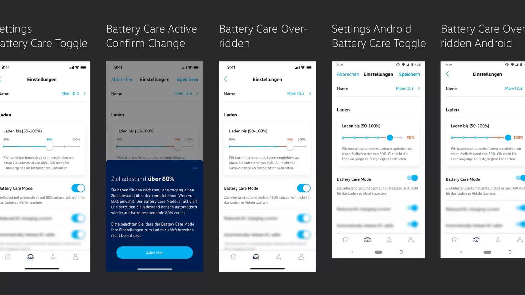 Darstellung der Battery Care Mode Erweiterung