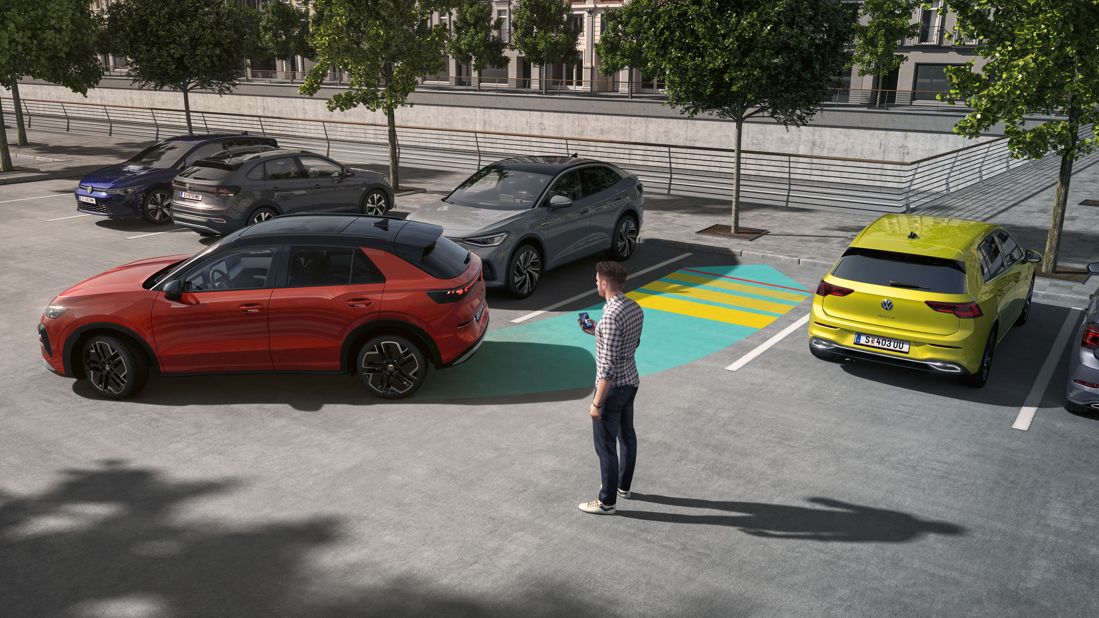 Parkolássegítő rendszer illusztrációja